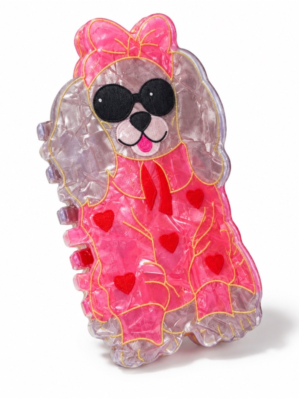Poodle Diva in Sunglasses and hair bow Dog Hair Claw Clip